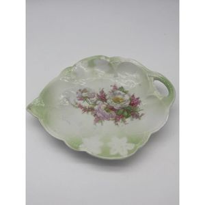 Dish with flowers green made in Germany ruffle edges